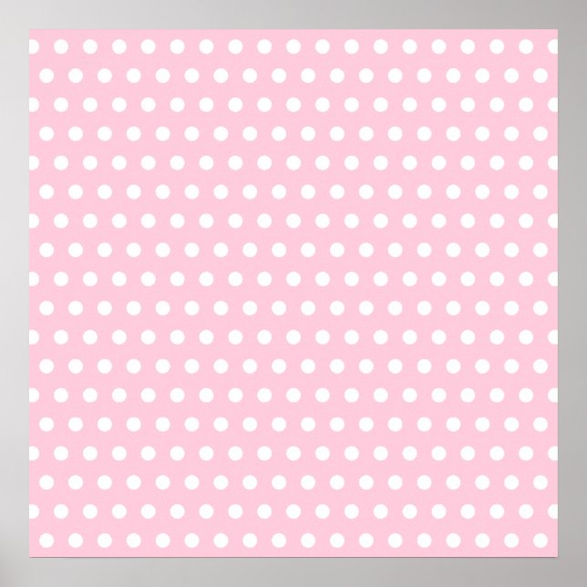 Poster Pink and White Polka Dots Pattern. (Devant)