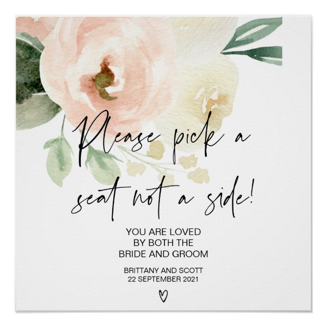 Poster Pink Floral Choisir un siège non pas un panneau la (Devant)