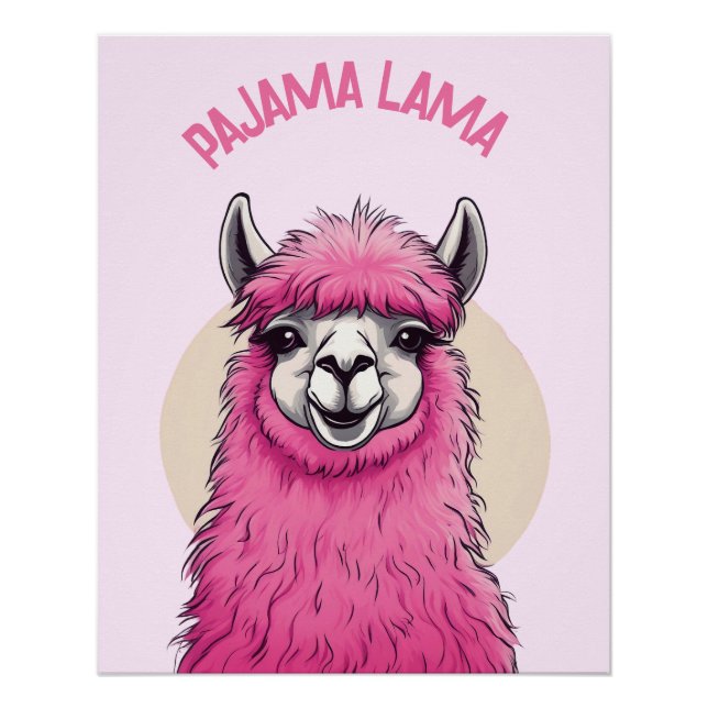 Poster Pink Joyeux Lama souriant (Devant)