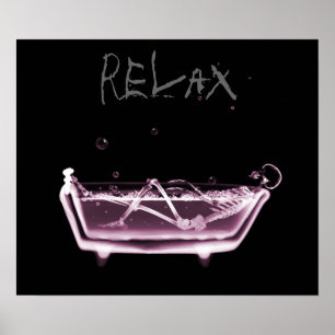 Poster - Pink Relax X-Ray Skeleton Temps de bain
