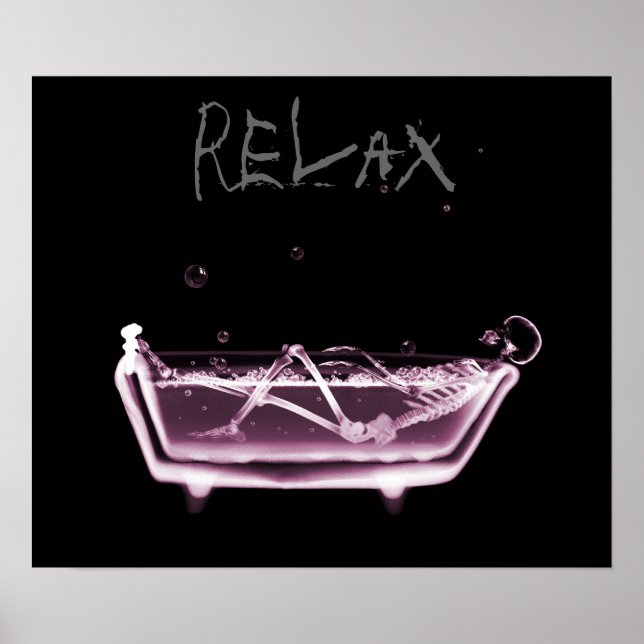 Poster - Pink Relax X-Ray Skeleton Temps de bain (Devant)