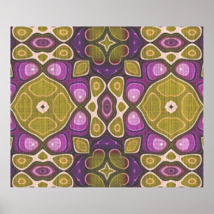 Poster Pink violet ocre Olive Green Hip Ornat Art Motif