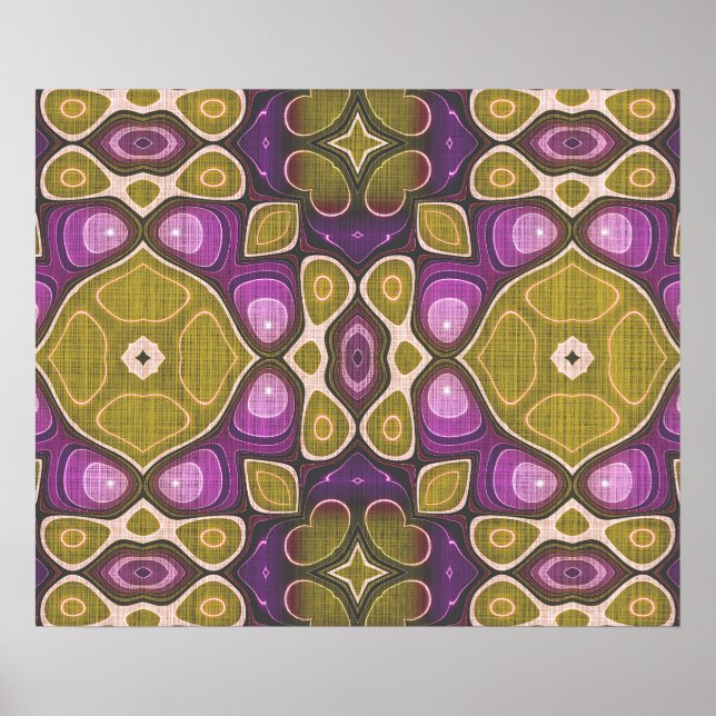 Poster Pink violet ocre Olive Green Hip Ornat Art Motif (Devant)