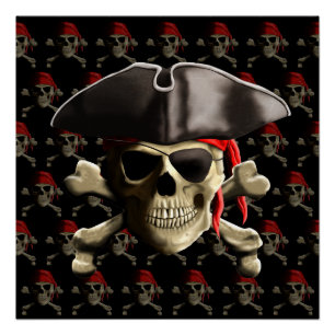 Poster Pirate Crâne Et Casquette