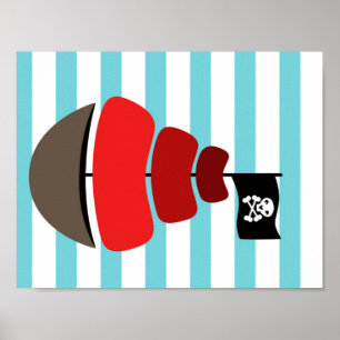 Poster Pirate design with striped background