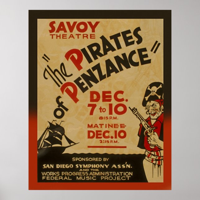 Poster Pirates Of Penzance Vintage 1938 WPA (Devant)