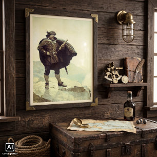 Poster Pirates Vintage, Capitaine Bill Bones par NC Wyeth