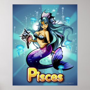 Poster 'Pisces' sous la sirène d'anime