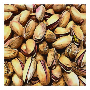 Poster Pistachio Nuts Black Outline Art