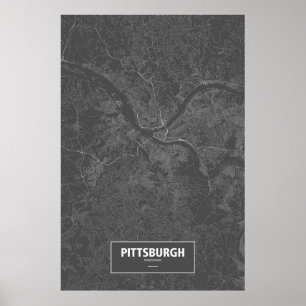 Poster Pittsburgh, Pennsylvanie (blanc sur noir)
