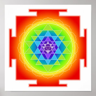 Poster PixDezines Arc en ciel/Sri Yantra/Méditation/Chakr