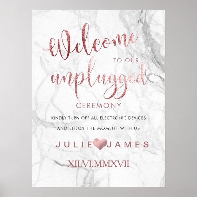 Poster PixDezines Marbre/Faux Rose Gold/#UNPLUGGED (Devant)