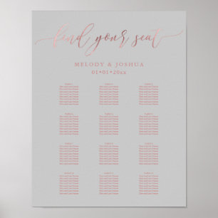 Poster PixDezines Rose Gold Script, Seating Chart