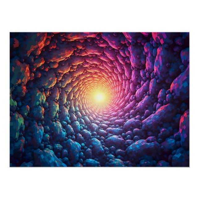 Poster Pixel Kunst comme "la lumière au bout du tunnel" (Devant)