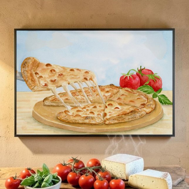 Poster Pizza au Fromage Classique Aquarelle (Créateur téléchargé)