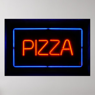 Poster PIZZA Blue et Red Neon Sign