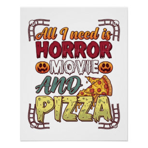 Poster Pizza Film d'Horreur Halloween Citrouille Crâne Tr