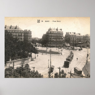 Poster Place Darcy, Dijon, France Vintage