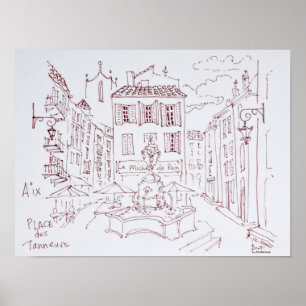Poster Place des Tanneurs   Aix en Provence, France