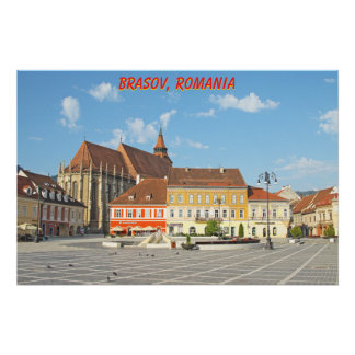 Poster Place du Conseil de Brașov, Transylvanie, Roumanie