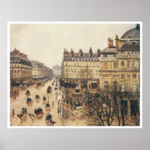 Poster Place du Theatre Francais, pluie, 1898