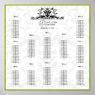 Poster Places assises de miel noir vert Graphique 12 tabl