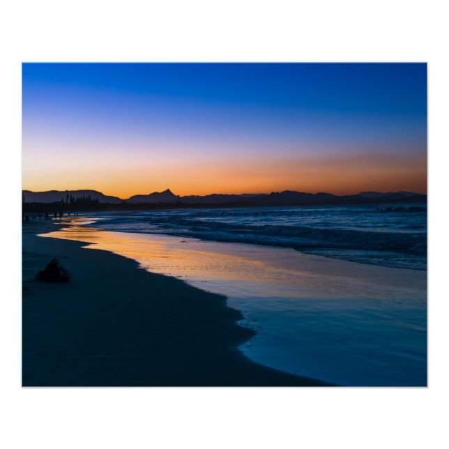 Poster Plage de Belongil juste après le coucher du soleil (Devant)