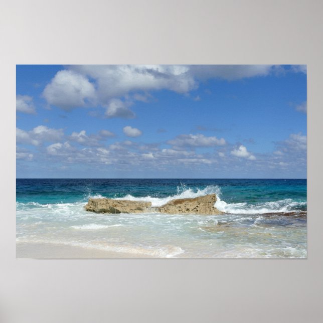 Poster Plage de Great Guana Cay, Bahamas (Devant)