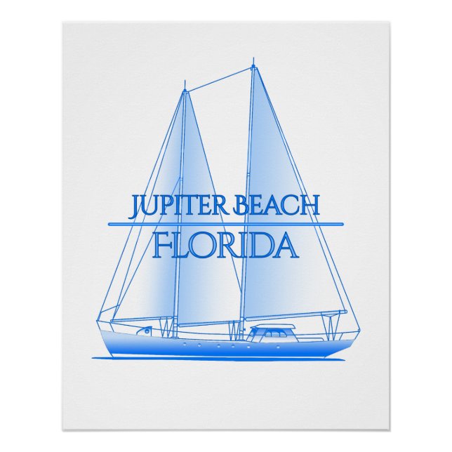 Poster Plage de Jupiter Plage Côtière Nautique Voile (Devant)
