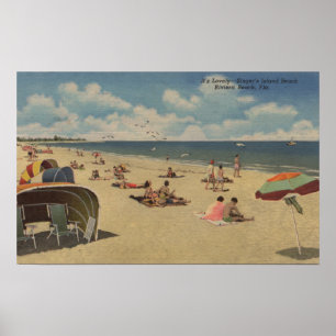 Poster Plage de la Riviera, la Floride - Sunbathers sur
