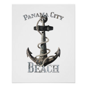 Poster Plage de Panama City Floride Vacances Ancre Nautio