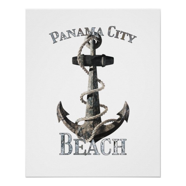 Poster Plage de Panama City Floride Vacances Ancre Nautio (Devant)
