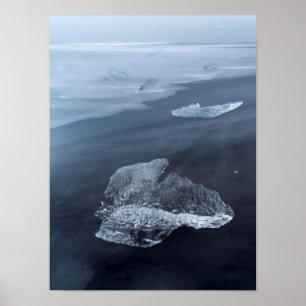 Poster Plage de sable noir et glace, Islande