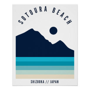 Poster Plage de Sotoura Shizuoka Japon Rétro Vintage