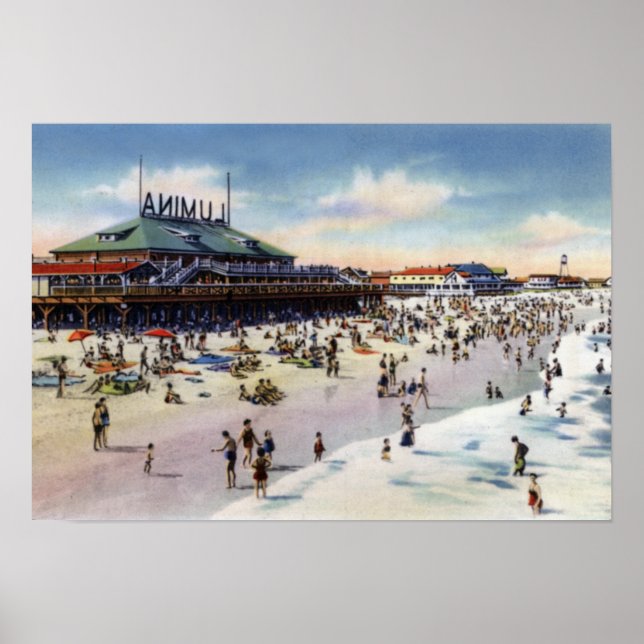 Poster Plage de Wrightsville Caroline du Nord Plage de Lu (Devant)