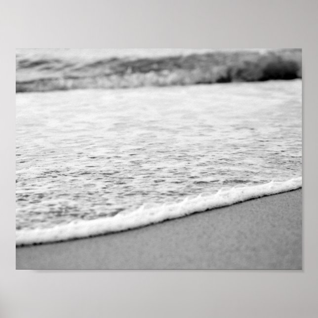 Poster Plage d'été noir et blanc (Devant)