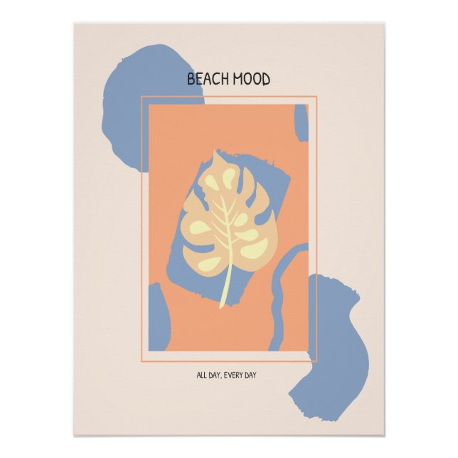 Poster Plage Humeur Abstrait Feuille tropicale (Devant)