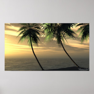 Poster Plage Palm Sunset Print