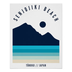 Poster Plage Senjojiki Tohoku Japon Rétro Vintage