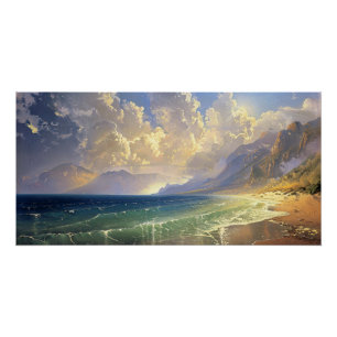 Poster Plage Sunset Moody Peinture paysage Découpage
