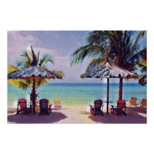 Poster Plage tropicale balnéaire
