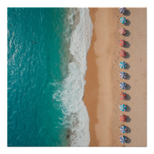 Poster Plage Tropicale Océan Parasols
