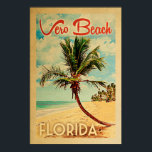 Poster Plage Vero Floride Palm Vintage Plage Arbre<br><div class="desc">Vero Beach,  Florida poster de voyage vintage plage.</div>
