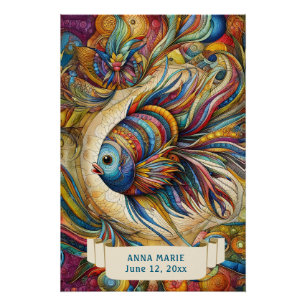 POSTER PLAISANTE POISSON TROPICAL COLORÉ WHIMSIQUE POUR E