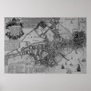 Poster Plan de Boston, Nouvelle-Angleterre, 1739
