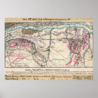 Poster Plan de la bataille de Fredericksburg