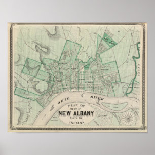 Poster Plan de la ville de nouvel Albany, Floyd Co,