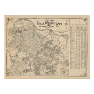 Poster Plan de la ville de Sacramento - 1913