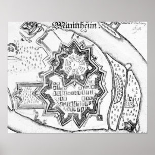 Poster Plan de Mannheim, Allemagne 1690