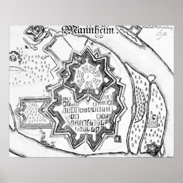 Poster Plan de Mannheim, Allemagne 1690 (Devant)